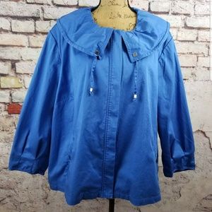 Liz & Me Blue 3/4 Sleeve Zip Jacket Size 3X